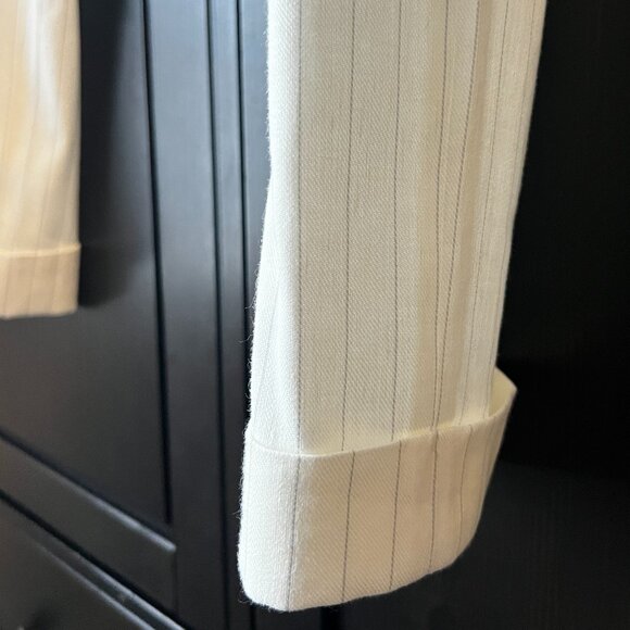 Banana Republic White Linen Stripe Full Suit - Size 40 S Chest | 30 S Pants - Picture 13 of 16